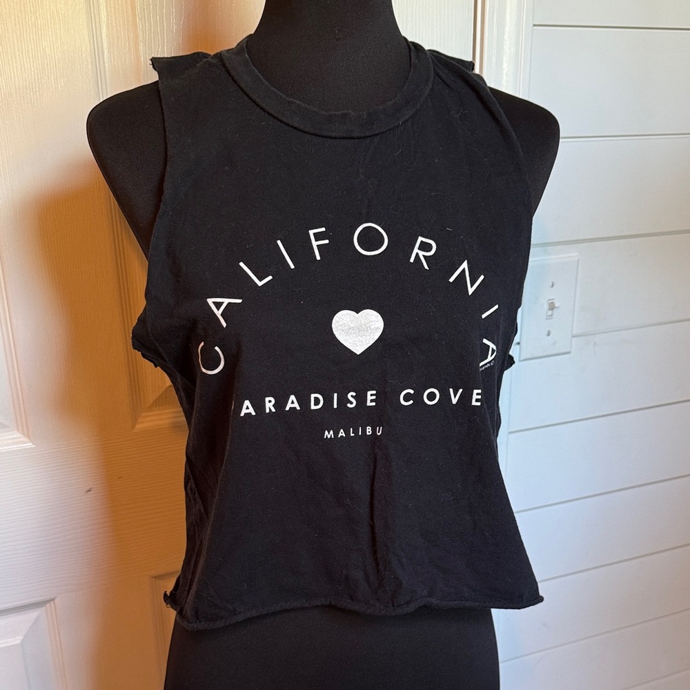 Brandy Melville Black Graphic Crop Tank Top